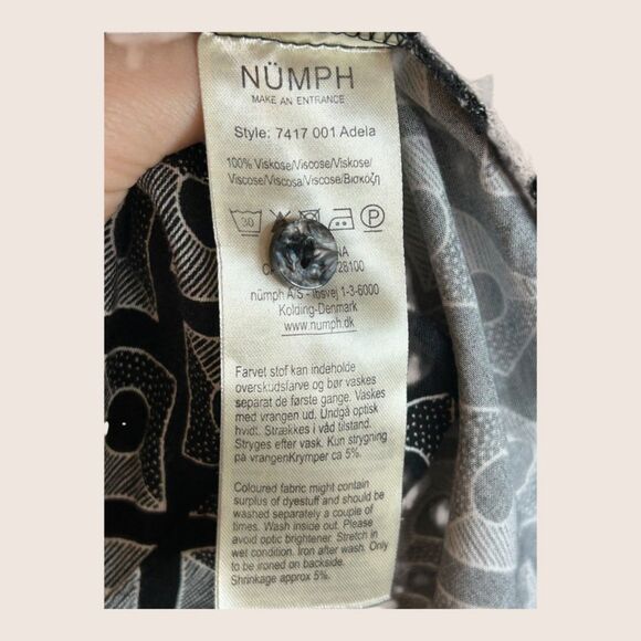 🖤 NUMPH BUTTON UP BLOUSE GEOMETRIC BLACK WHITE DESIGN SIZE EU 38 LARGE - Picture 4 of 4